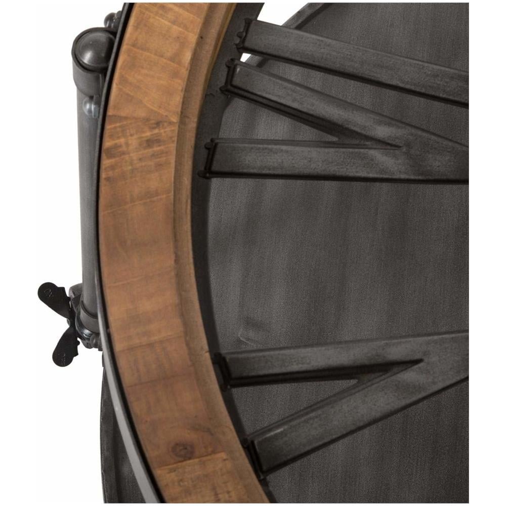 Tavolino Con Motivo Orologio, Metallo Con Piano Nero, Ø 90 Cm - Foto 2
