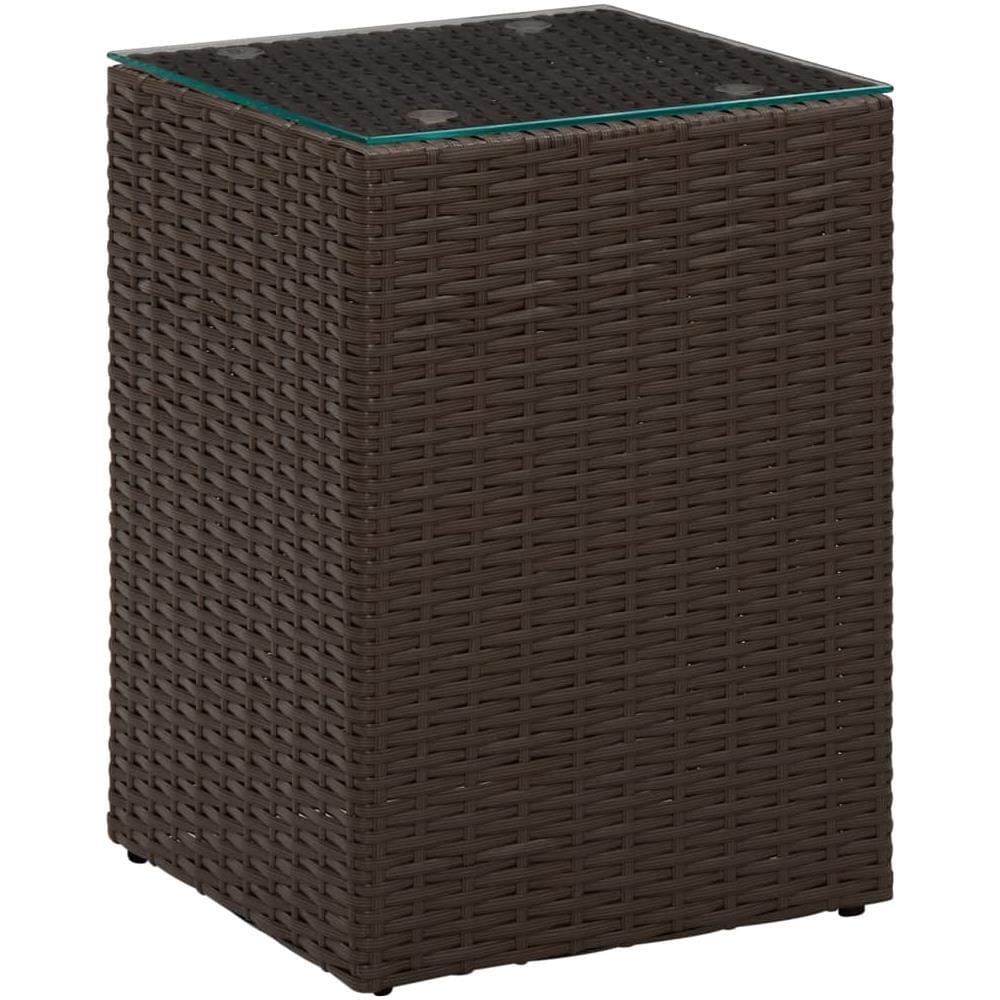 Tavolini 3 Pz Con Piano In Vetro Marroni In Polyrattan - Foto 3