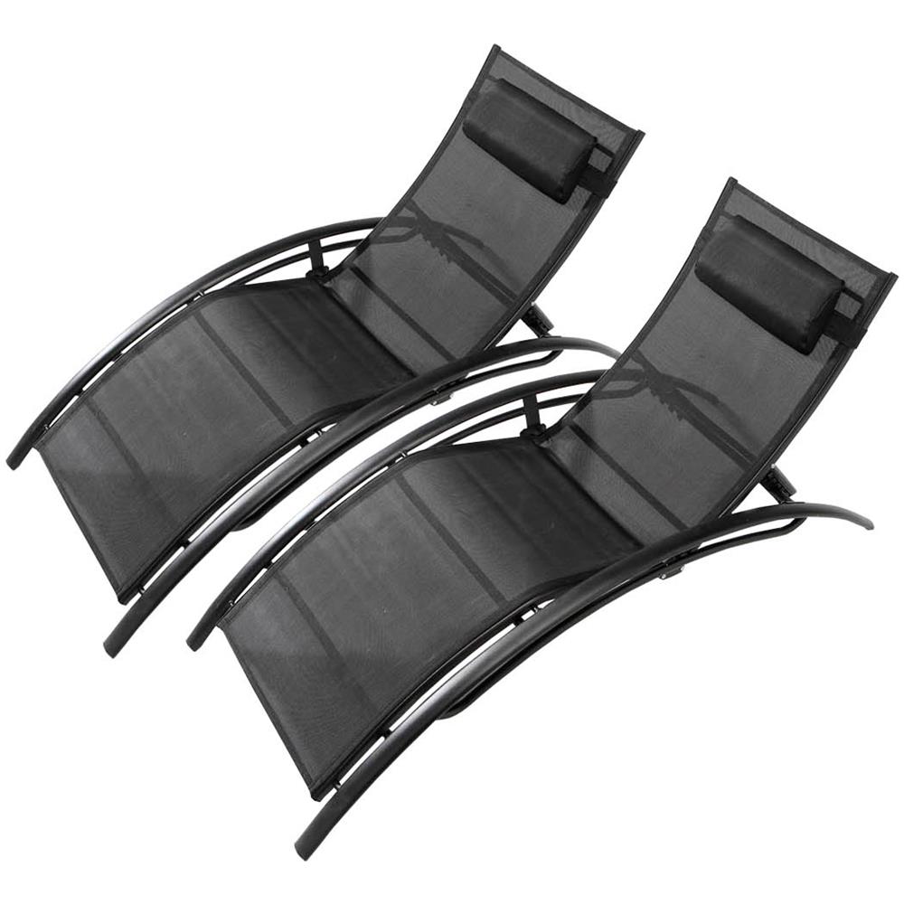 Set Di 2 Sdraio Regolabili E Impilabil Nero Limea - Foto 1