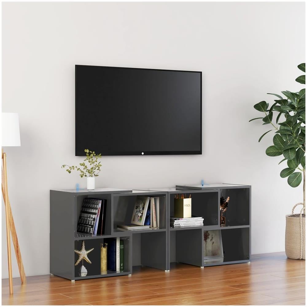 Mobile Tv Grigio Lucido 104x30x52 Cm In Truciolato - Foto 1
