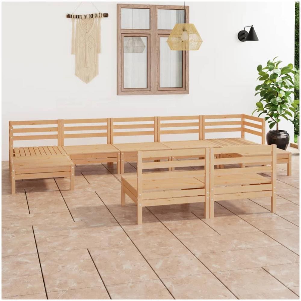 Set Salotto da Giardino 9 pz in Legno Massello di Pino - Foto 1