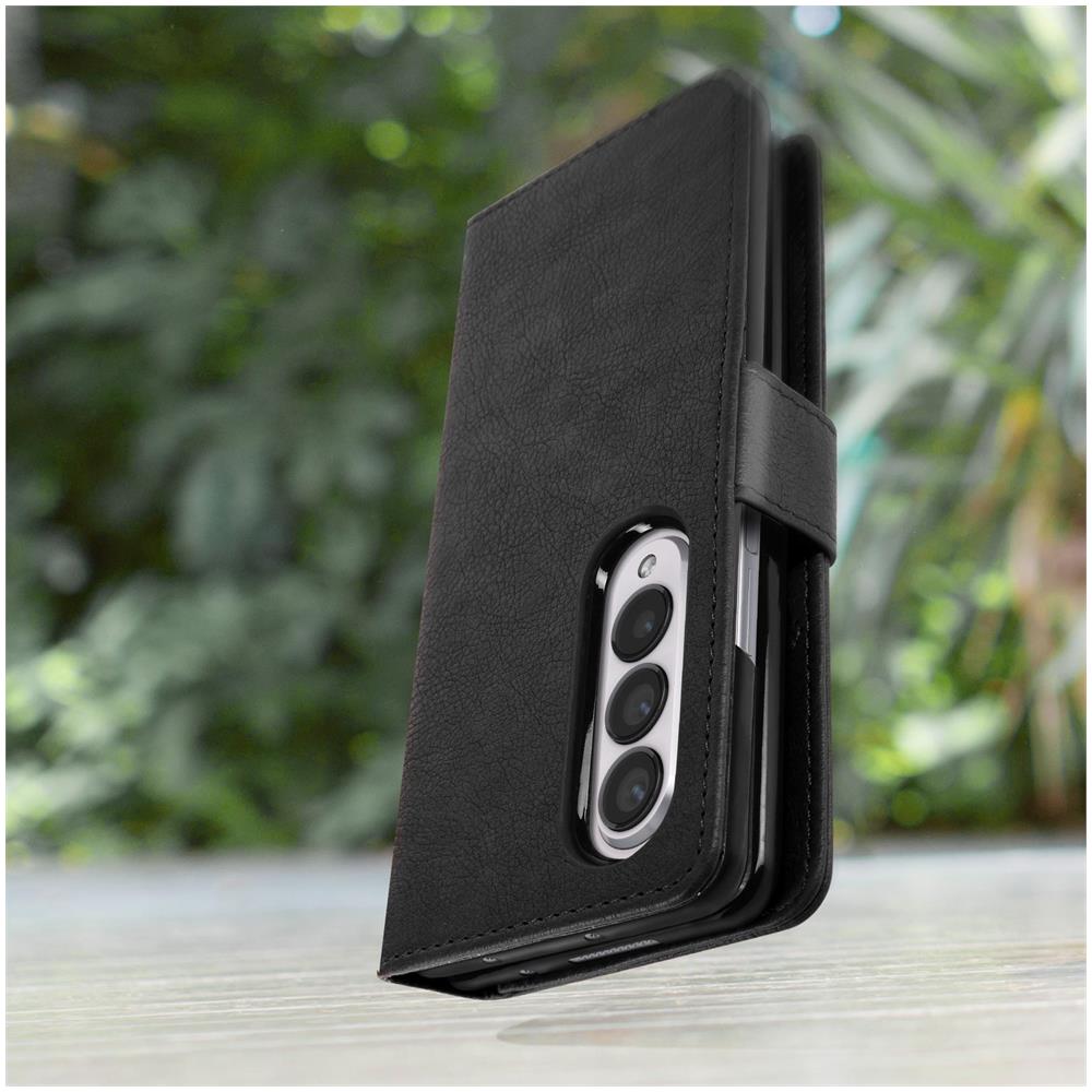 Cover Per Samsung Z Fold4, Portacarte E Chiusura Linguetta Magnetica Nera - Foto 2