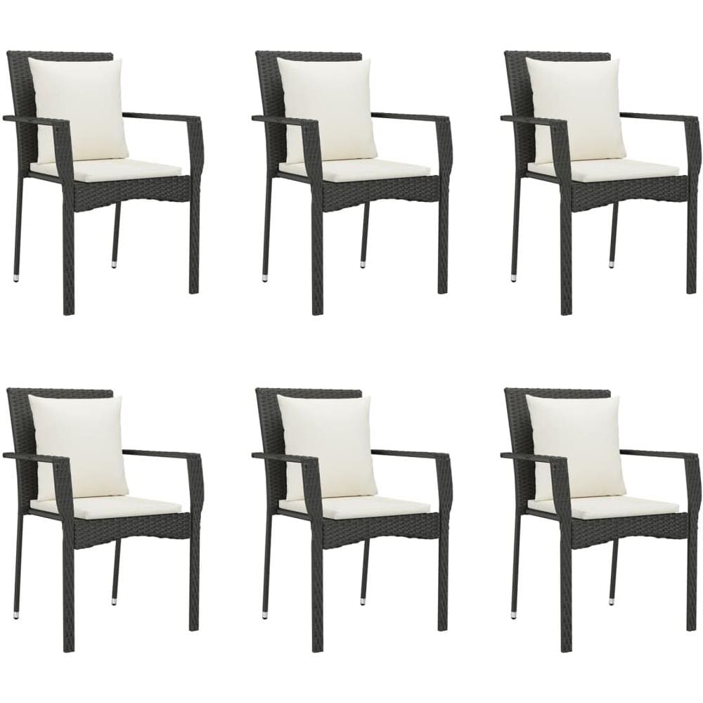 Set Da Pranzo Da Giardino 7 Pz Nero Con Cuscini In Polyrattan - Foto 2