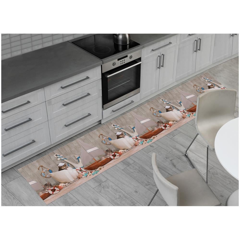Tappeto Passatoia Cucina Antiscivolo Sottolavello Digitale Dis. Gatto Marinaro 50x115 Gatto Marinaro - Foto 1