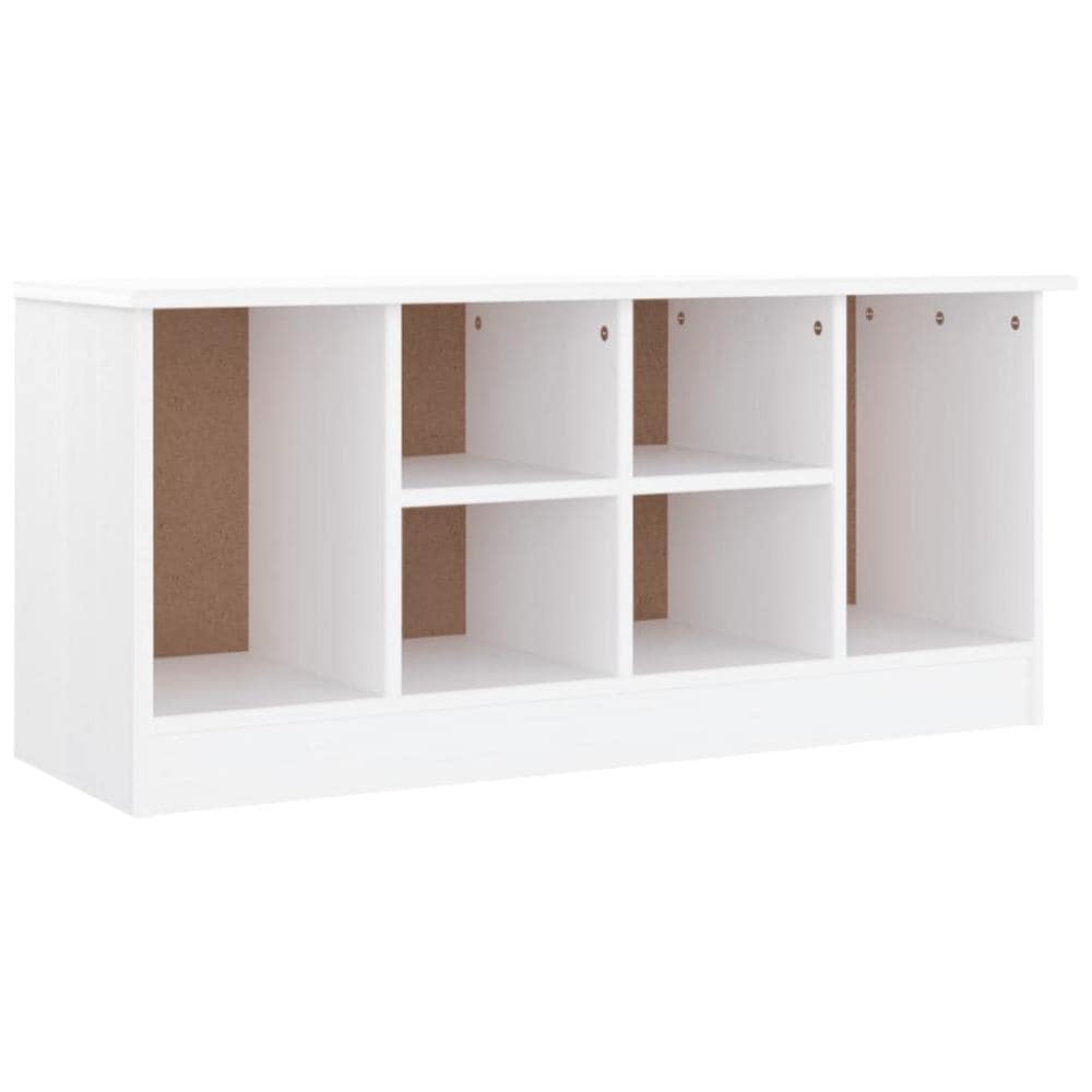 Panca Porta Scarpe Alta Bianca 100x35x45 Cm Legno Massello Pino - Foto 2
