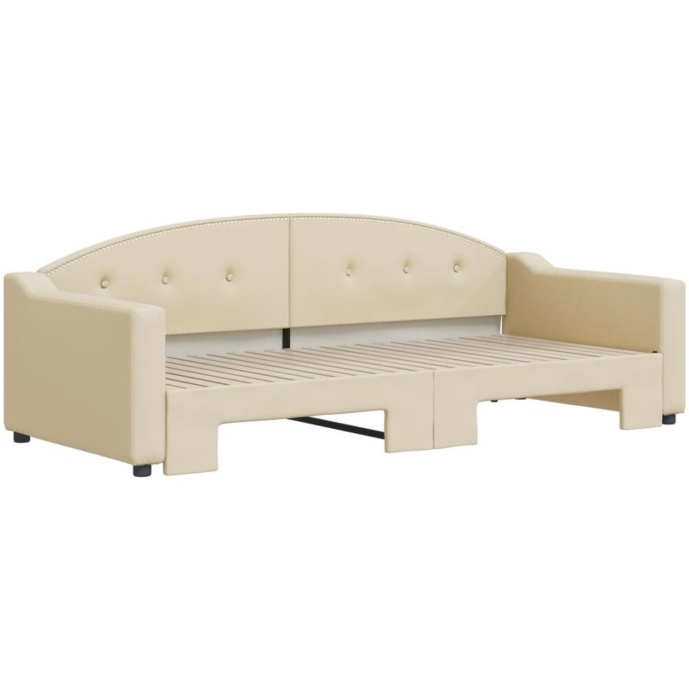Divano Letto Con Letto Estraibile Crema 90x200 Cm In Tessuto - Foto 3