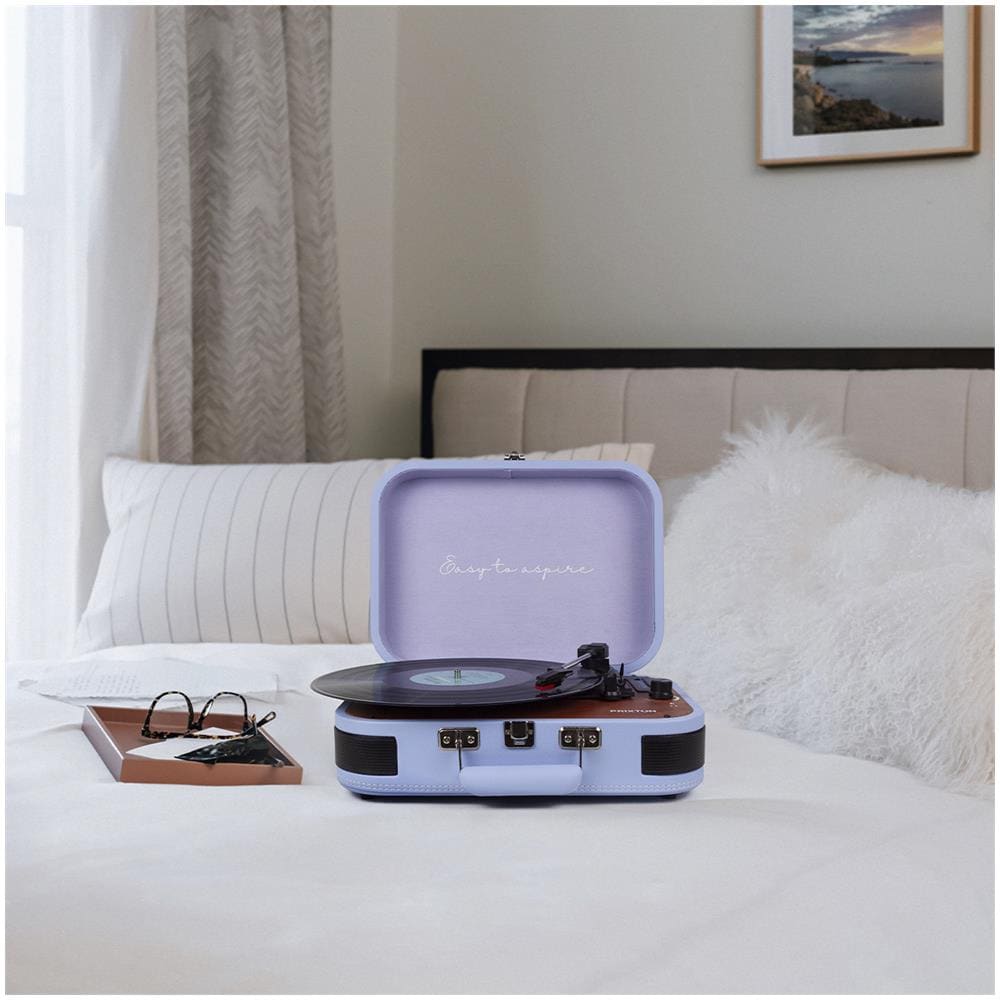 Giradischi Vintage VC600 Riproduttore e Convertitore di Vinili Tramite Bluetooth e Usb Radio FM 2 Altoparlanti Integrati Colore Lilla - Foto 10