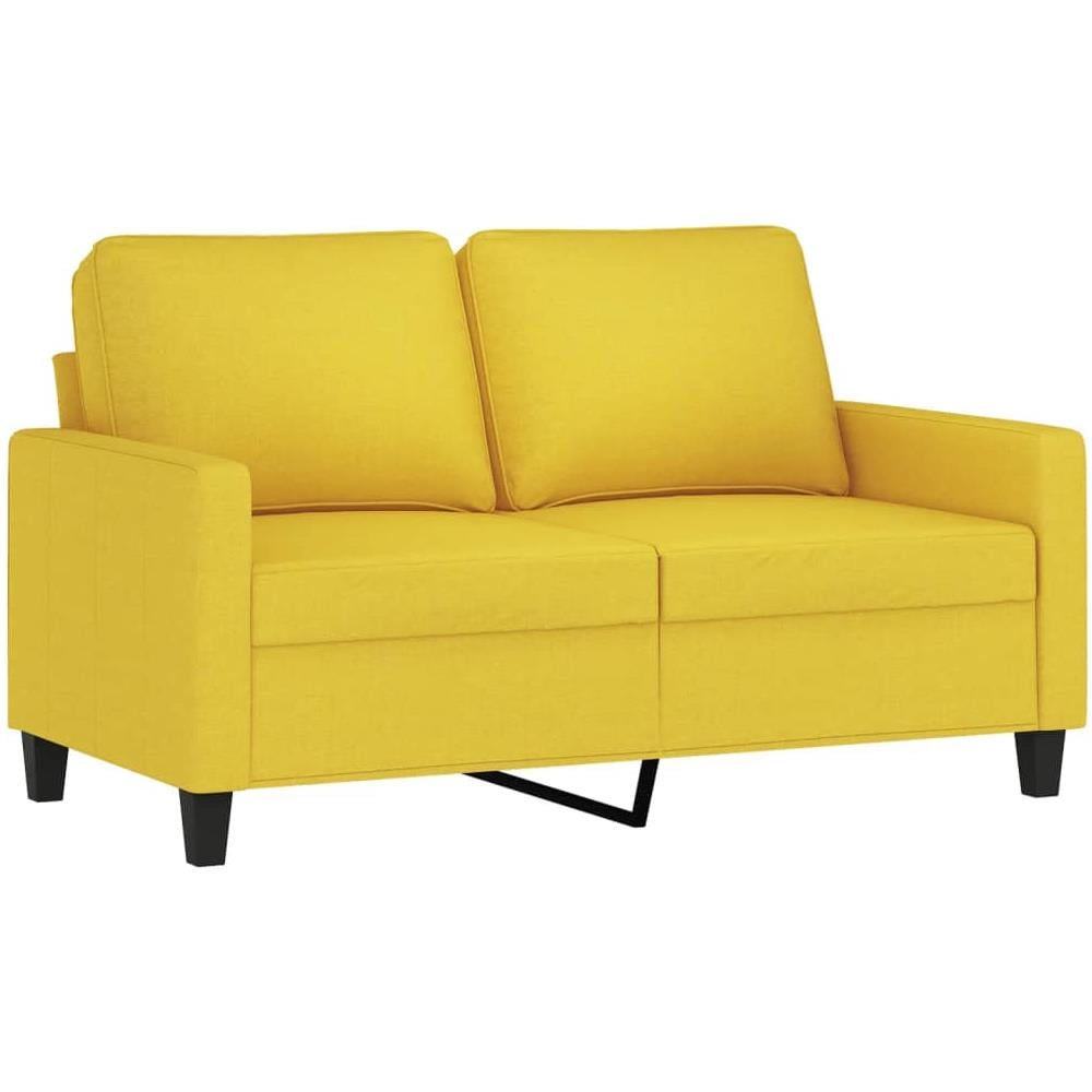 Set Di Divani 2 Pz Con Cuscini Giallo Chiaro In Tessuto - Foto 3