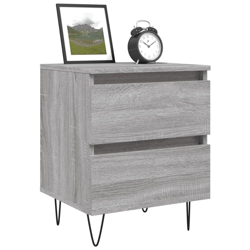 Comodino Grigio Sonoma 40x35x50 Cm In Legno Multistrato - Foto 3