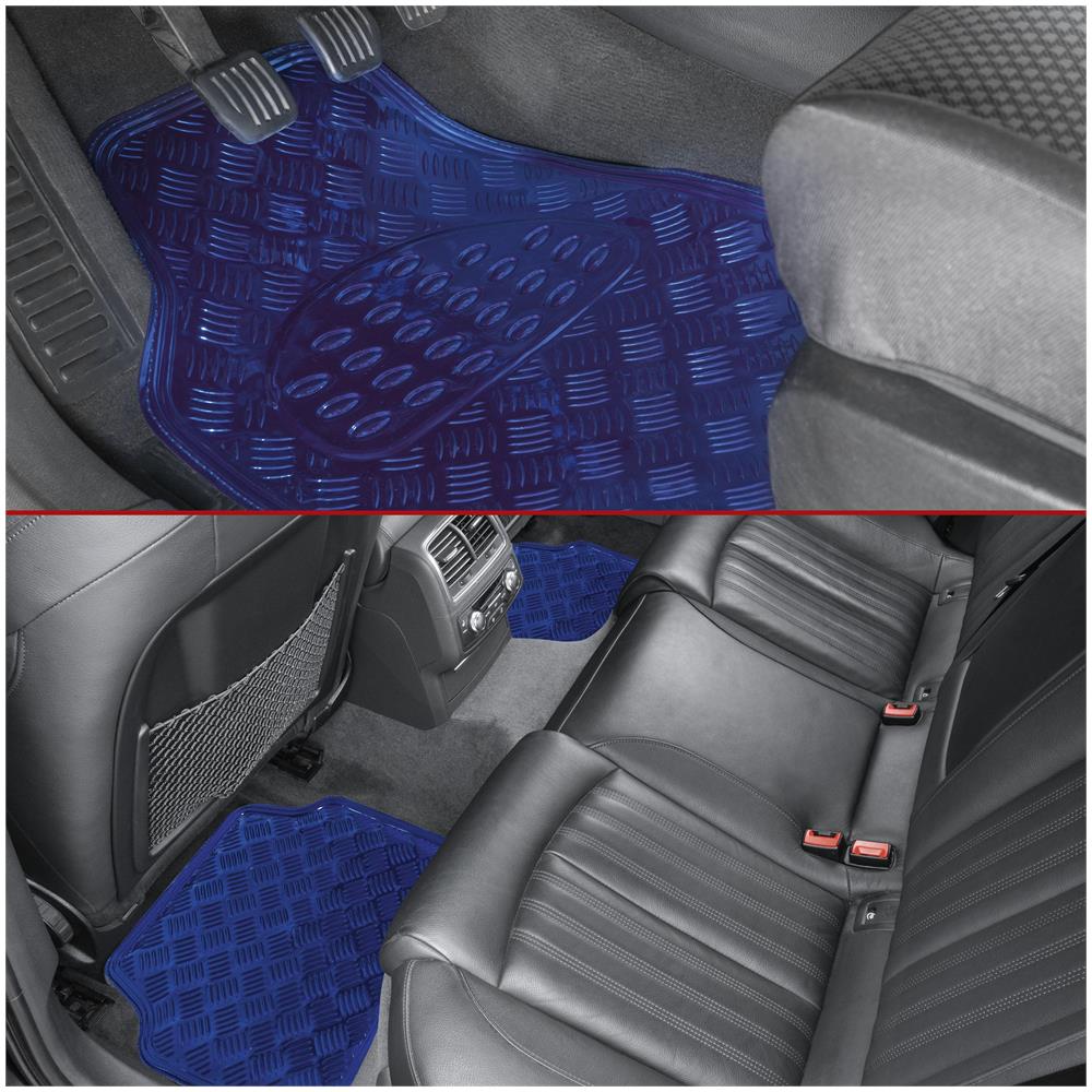Tappetini In Gomma Per Auto Targa A Scacchiera Metallica Look Blu Maxi - Foto 2