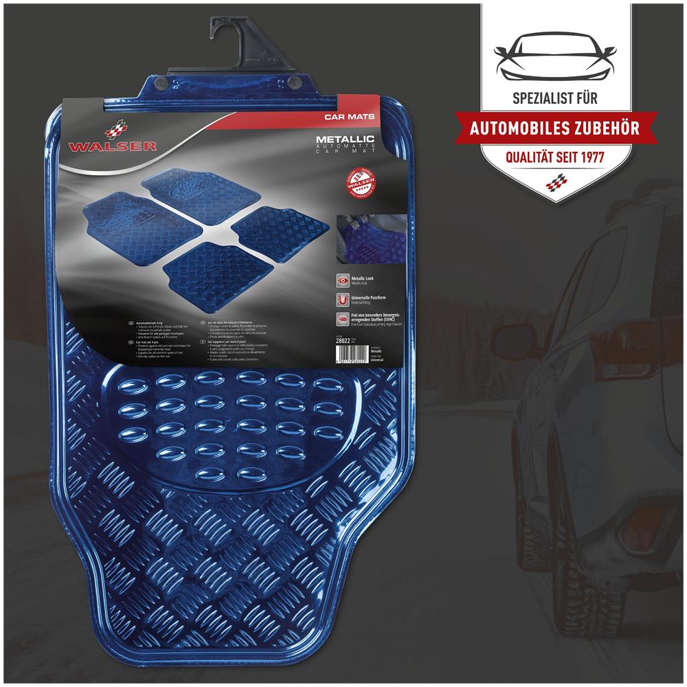 Tappetini In Gomma Per Auto Targa A Scacchiera Metallica Look Blu Maxi - Foto 7