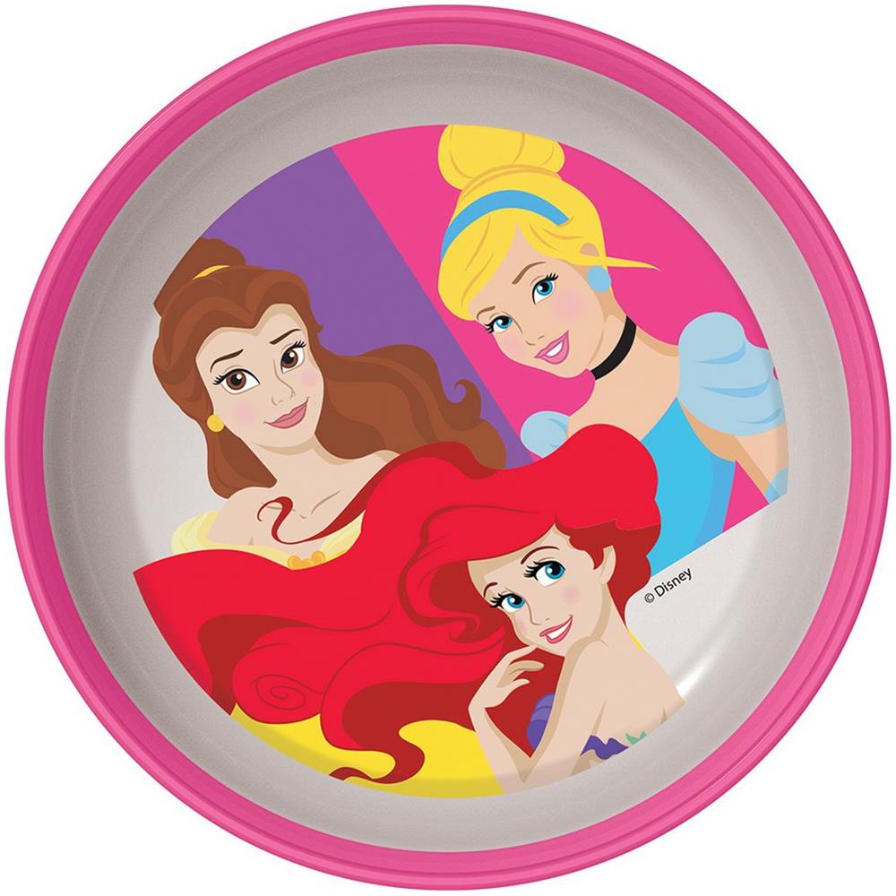Disney Ciotola Rosa E Bianca Per Bambine In Plastica Principesse Cenerentola Ariel Belle Con Base Antiscivolo - Foto 1