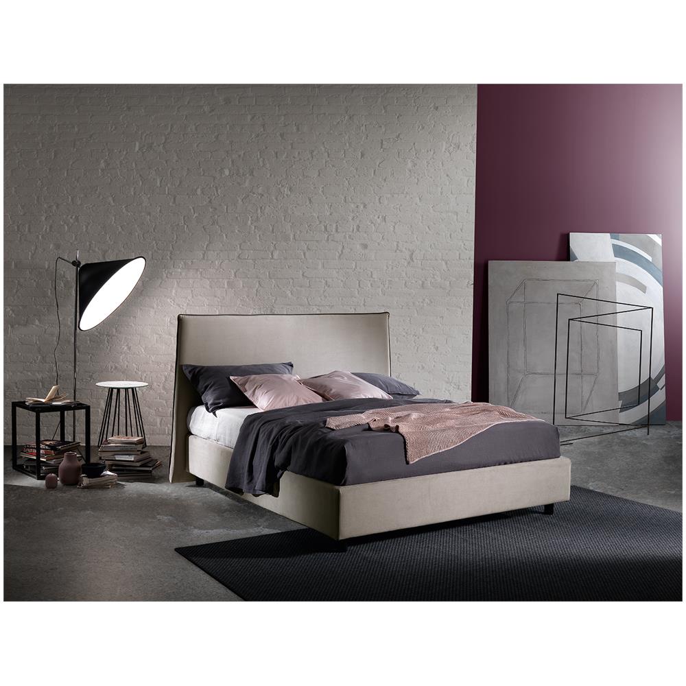 Letto Matrimoniale, Modello Riga Da Un Look Moderno E Geometrico, Rete Da 180x190 Cm Con Doghe In Legno, Box Contenitore, Tessuto Giroletto Sfoderabile, Made In Italy - Foto 2