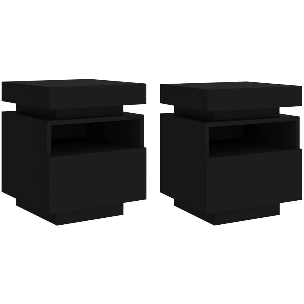 Comodini Con Luci Led 2pz Neri 40x39x48,5 Cm - Foto 2