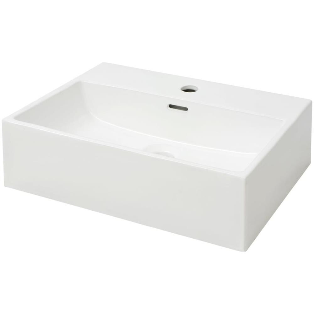 Lavandino Con Foro Rubinetto In Ceramica Bianca 51,5x38,5x15 Cm - Foto 2