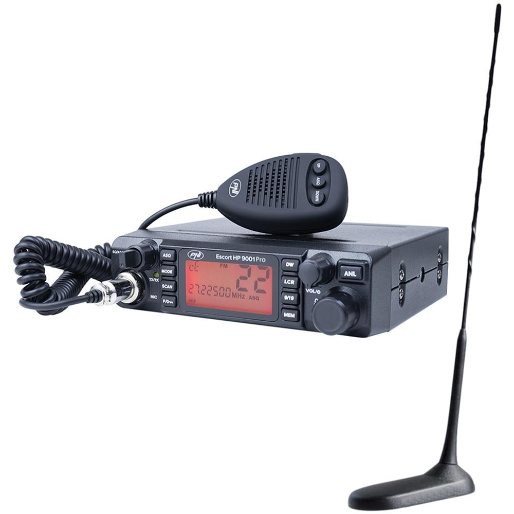 Cb Escort Kit Stazione Radio 12/24 Hp 9001 Pro Asq 12 + Antenna Cb Extra 45 Con Magnete - Foto 1
