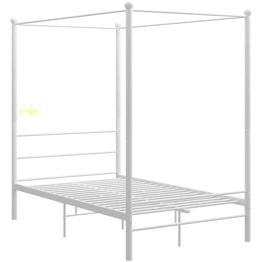 Letto A Baldacchino Bianco In Metallo 140x200 Cm - Foto 2