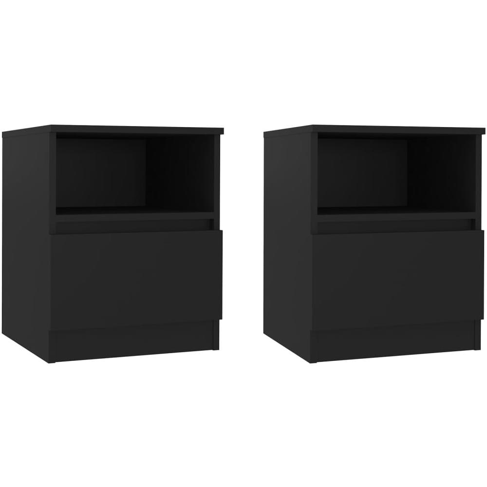 Comodini 2 pz Neri 40x40x50 cm in Legno Multistrato - Foto 1