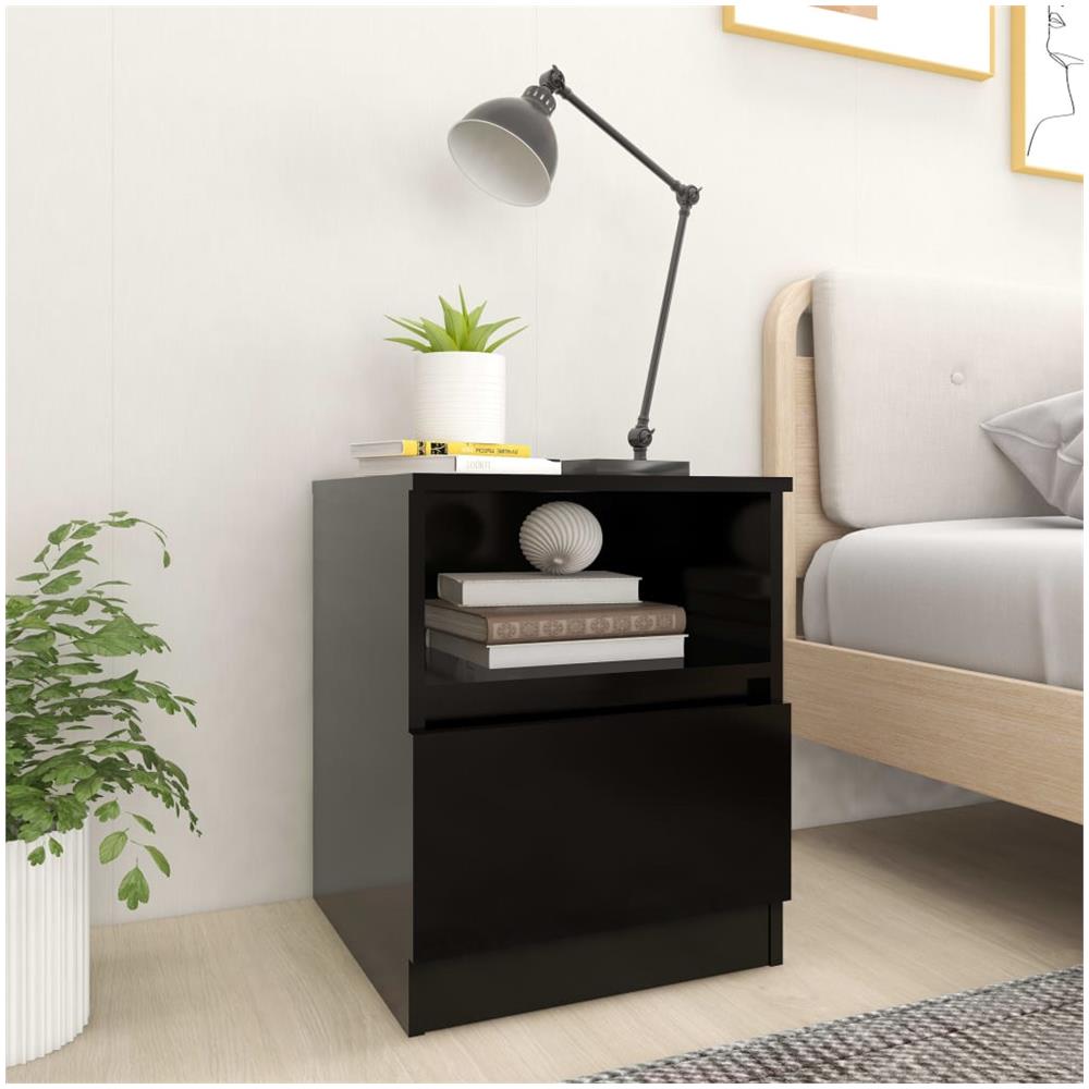 Comodini 2 pz Neri 40x40x50 cm in Legno Multistrato - Foto 2