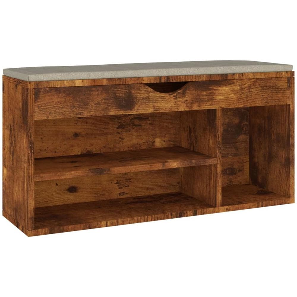 Panca Porta Scarpe Cuscino Rovere Fumo 104x30x49cm Multistrato - Foto 1