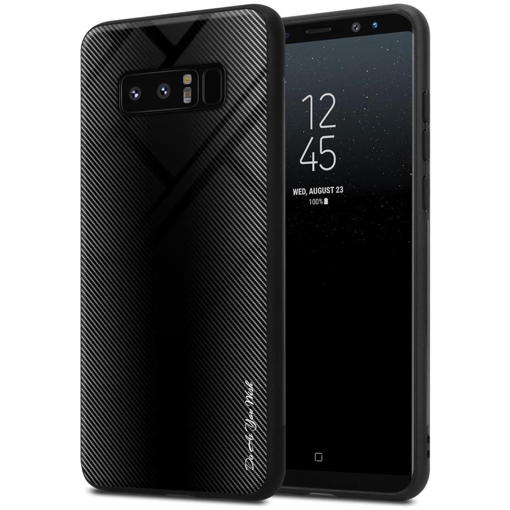 Custodia Compatibile Con Samsung Galaxy Note 8 - Ottica A Strisce In Opale Nero - Coperchio Protettivo In Vetro Temperato E Silicone Tpu - Foto 1