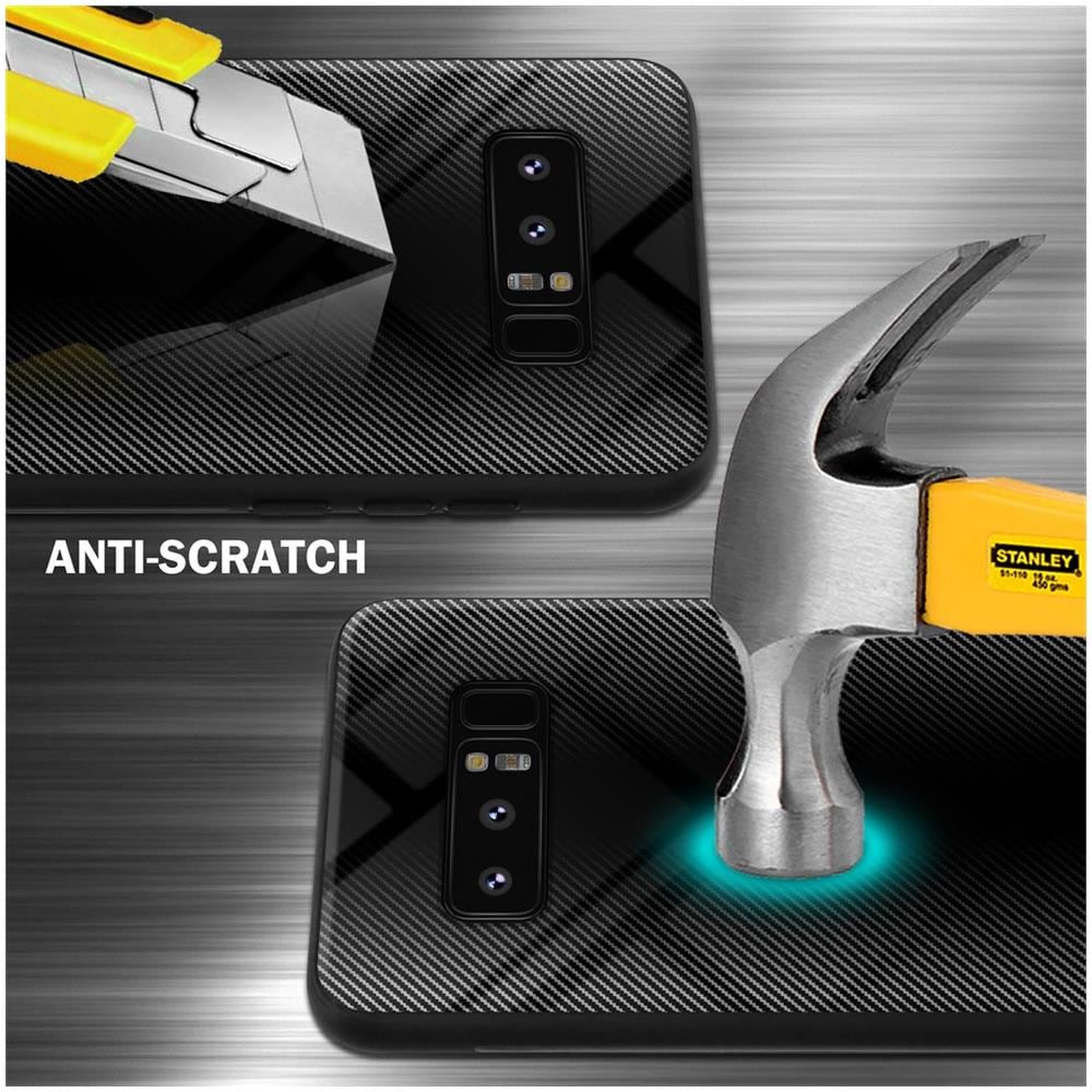 Custodia Compatibile Con Samsung Galaxy Note 8 - Ottica A Strisce In Opale Nero - Coperchio Protettivo In Vetro Temperato E Silicone Tpu - Foto 2