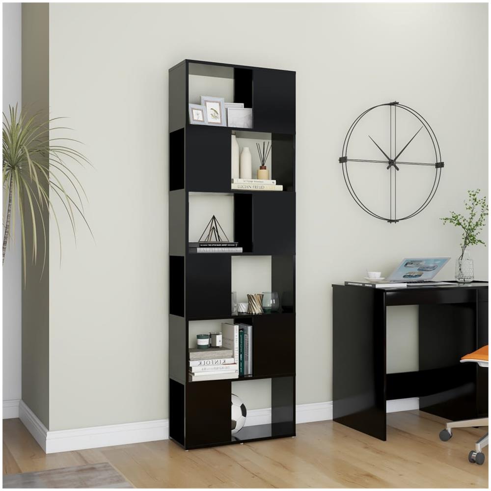 Libreria / divisorio Nero 60x24x186 Cm In Truciolato - Foto 3