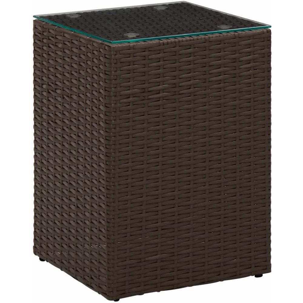 Tavolino Servizio Piano In Vetro Marrone 35x35x52 Cm Polyrattan - Foto 1