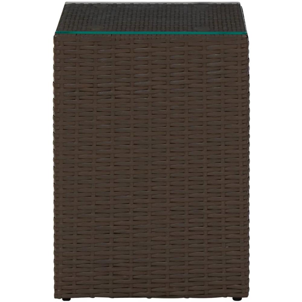 Tavolino Servizio Piano In Vetro Marrone 35x35x52 Cm Polyrattan - Foto 2