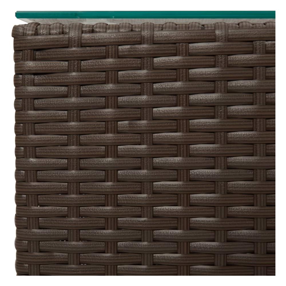 Tavolino Servizio Piano In Vetro Marrone 35x35x52 Cm Polyrattan - Foto 3