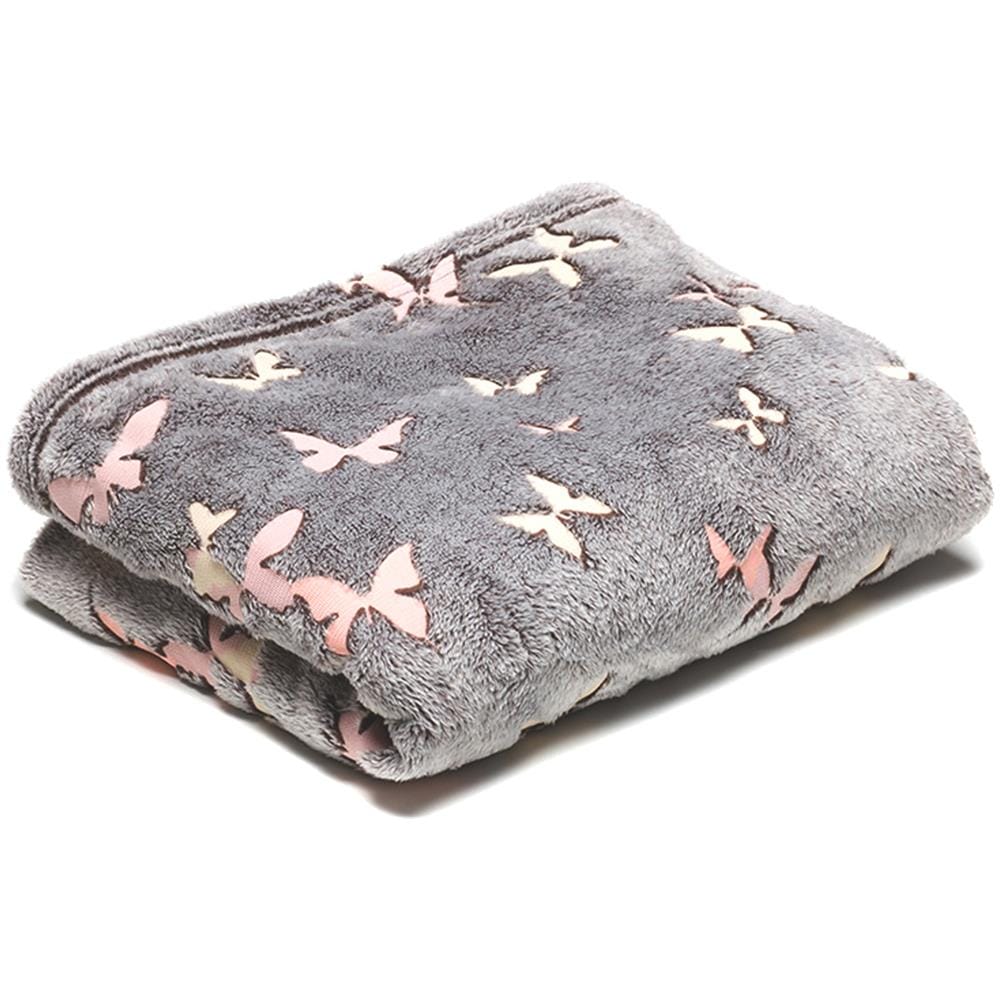 Plaid Con Decorazione Glow Farfalle, 130x150 Cm Grigio - Foto 1