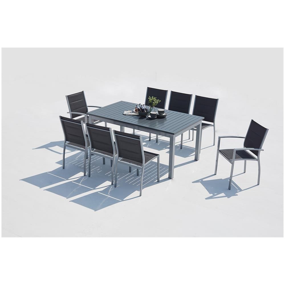 Tavolo Da Giardino Allungabile Alluminio + 8 Sedie Textilene Grigio Arezzo - Foto 2