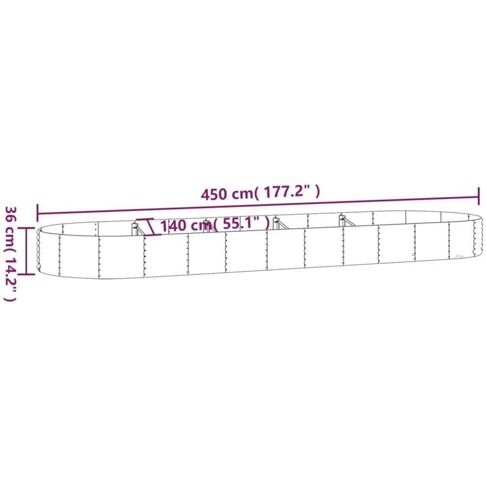 Letto Giardino Acciaio Verniciato Polvere 450x140x36 cm Argento - Foto 5