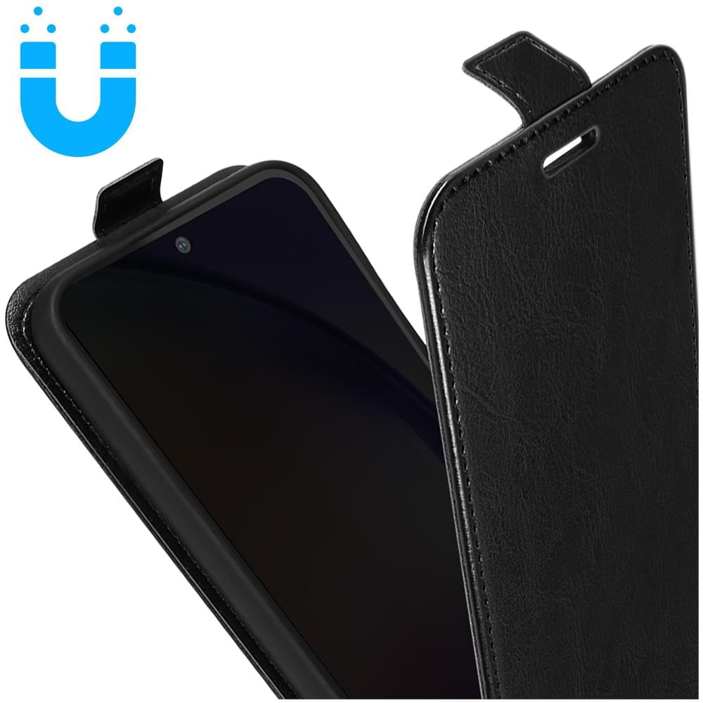 Custodia Verticale Per Samsung A54 5g Con Porta-carte Linguetta Magnetica Nera - Foto 2