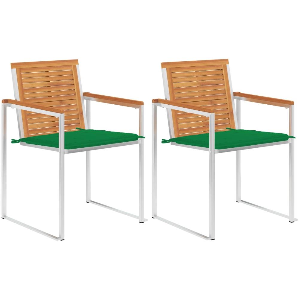 Sedie Da Giardino 2 Pz Con Cuscini In Legno Acacia E Acciaio - Foto 1