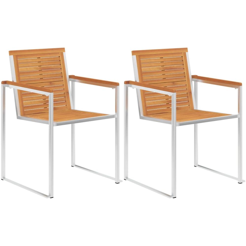 Sedie Da Giardino 2 Pz Con Cuscini In Legno Acacia E Acciaio - Foto 2