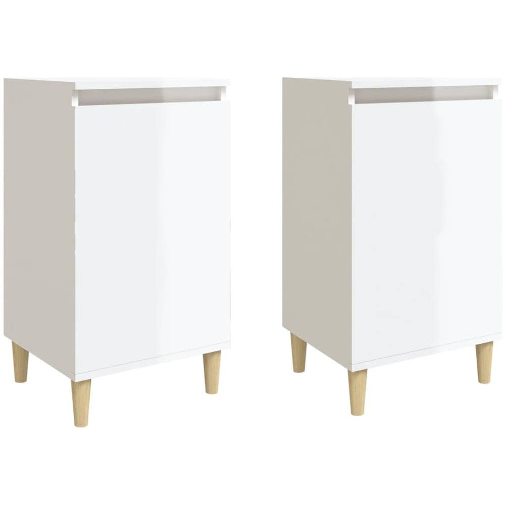 Comodini 2 Pz Bianco Lucido 40x35x70 Cm In Legno Multistrato - Foto 2