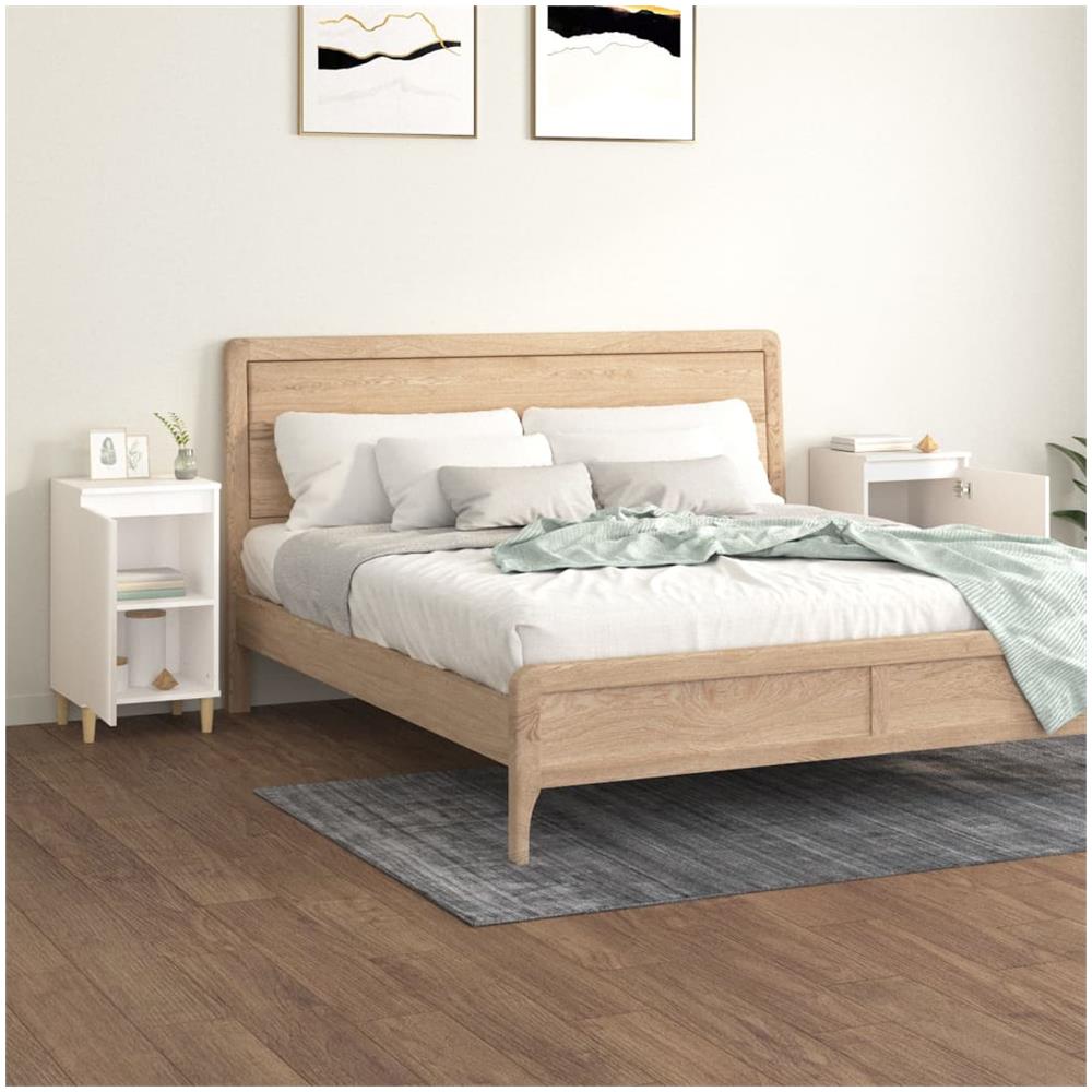 Comodini 2 Pz Bianco Lucido 40x35x70 Cm In Legno Multistrato - Foto 3