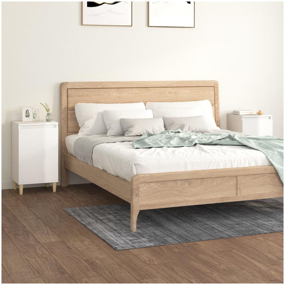 Comodini 2 Pz Bianco Lucido 40x35x70 Cm In Legno Multistrato - Foto 1