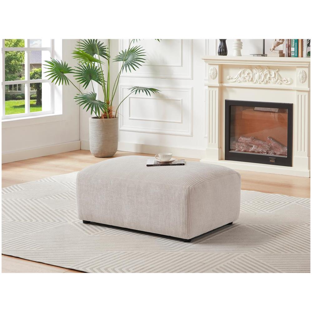 VENTE-UNIQUE - Pouf In Velluto A Coste Beige - Tirono - ePRICE
