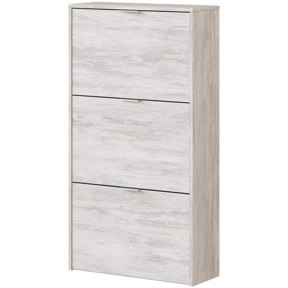 Scarpiera Escondido, Armadio Portascarpe A 3 Ante A Ribalta, Mobile Doppia Capienza Per Max 18 Paia Di Scarpe, 70x17h180 Cm, Bianco - Foto 2