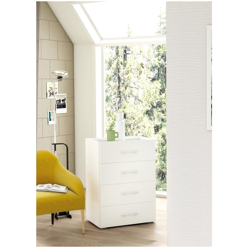 Cassettiera Aster, Settimanale A 4 Cassetti Per Camera Da Letto, Mobiletto Multiuso Da Ufficio O Studio, 50x41h87 Cm, Bianco E Cemento - Foto 1