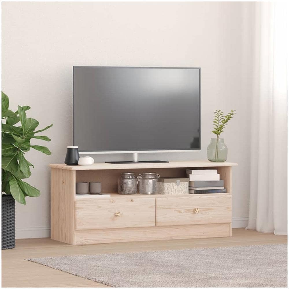 Mobile Tv Con Cassetti Alta 100x35x41 Cm Legno Massello Di Pino - Foto 1