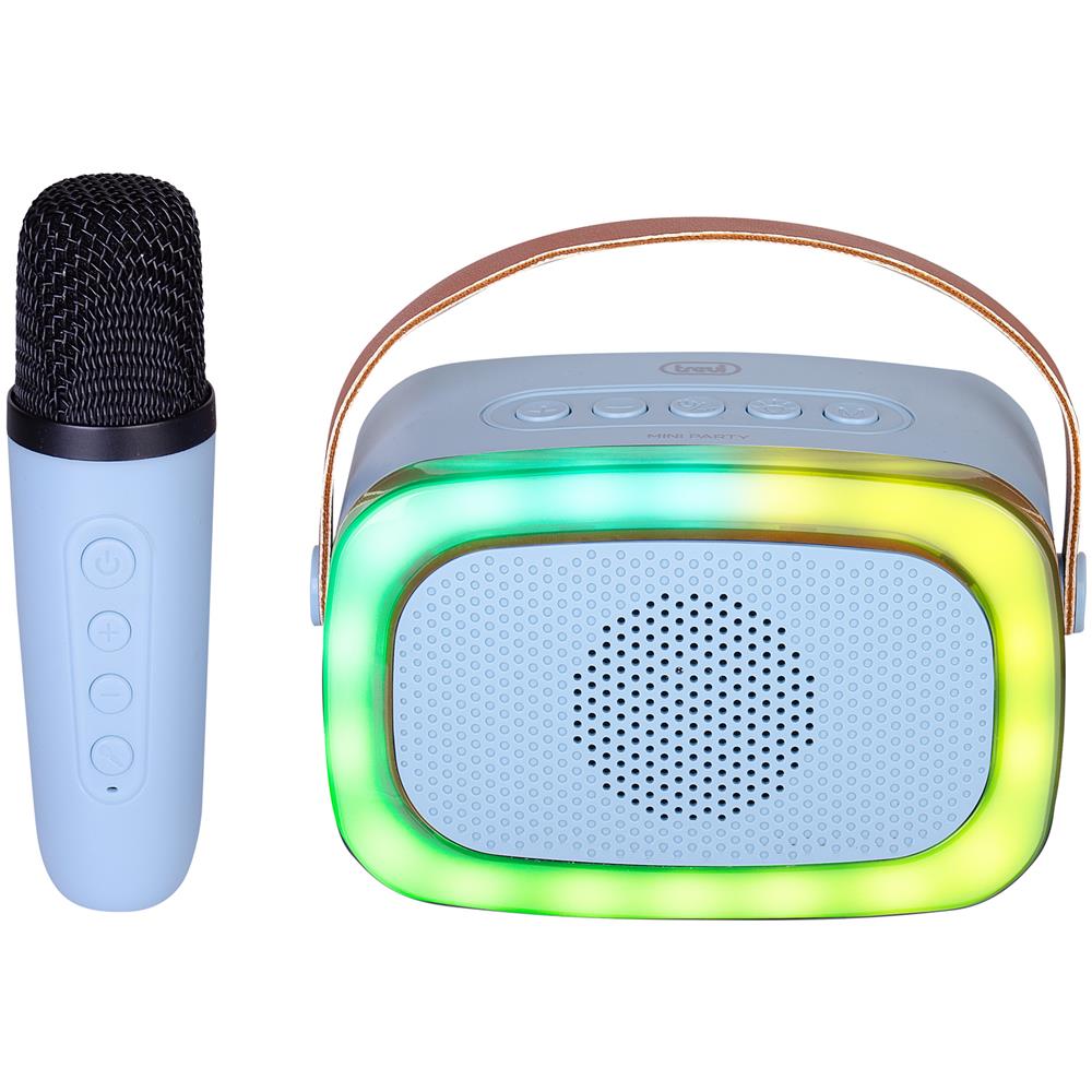 XR 8A01 MINI PARTY Altoparlante Portatile Karaoke Potenza 10 W Bluetooth con Cornice Disco Light Multicolore e Microfono Wireless - Blu - Foto 1
