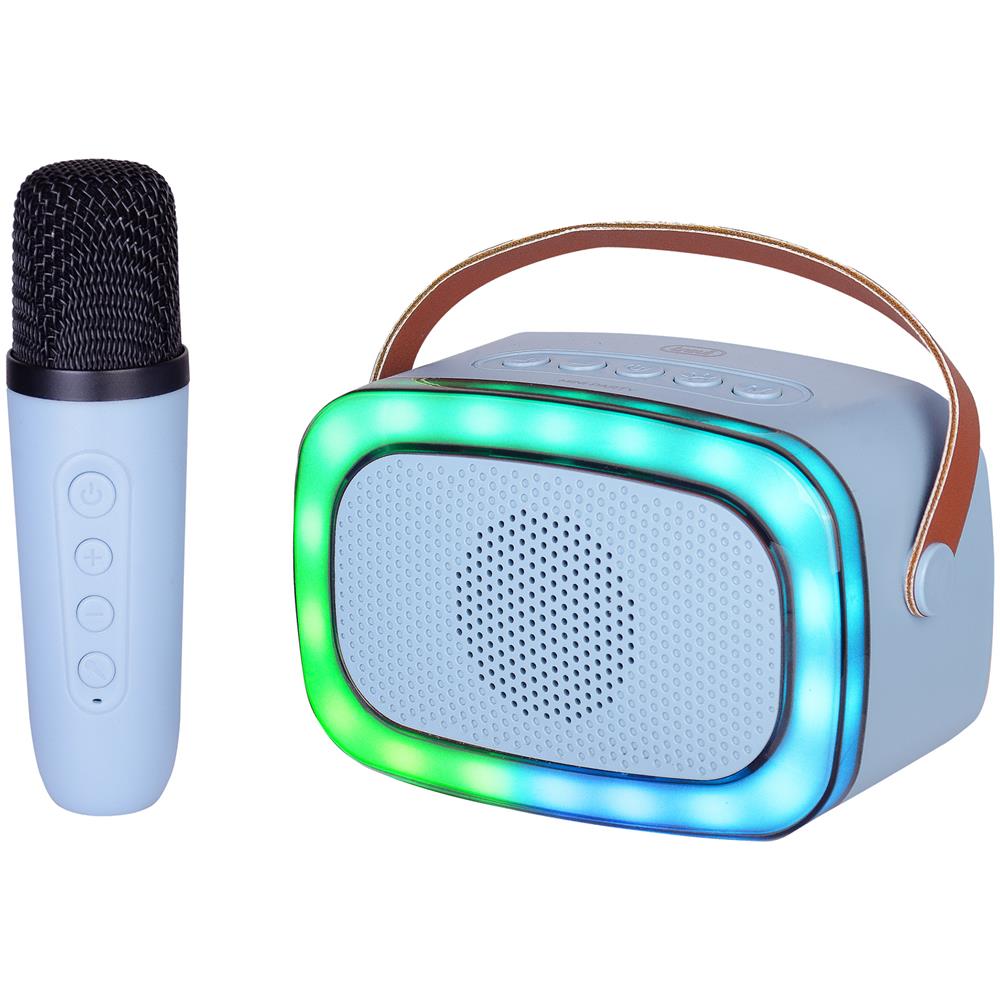 XR 8A01 MINI PARTY Altoparlante Portatile Karaoke Potenza 10 W Bluetooth con Cornice Disco Light Multicolore e Microfono Wireless - Blu - Foto 2