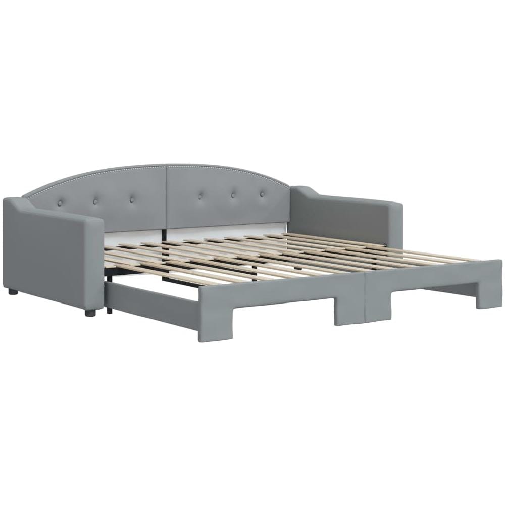 Divano Letto Con Letto Estraibile Grigio Chiaro 100x200 Tessuto - Foto 2