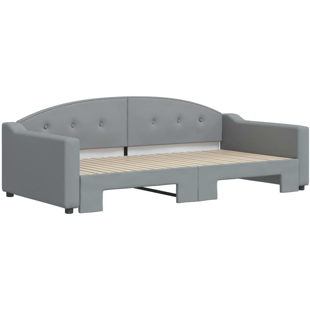 Divano Letto Con Letto Estraibile Grigio Chiaro 100x200 Tessuto - Foto 3