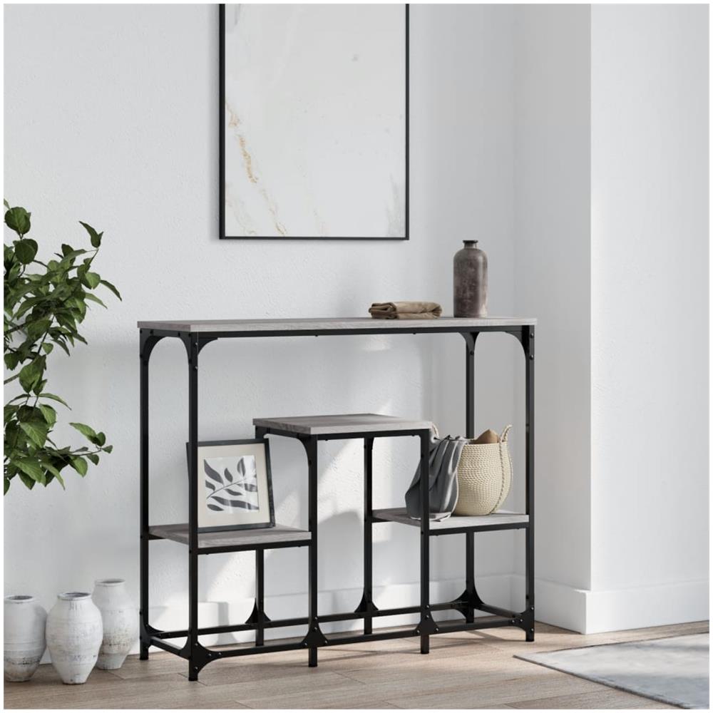 Tavolo Consolle Grigio Sonoma 89,5x28x76cm In Legno Multistrato - Foto 1