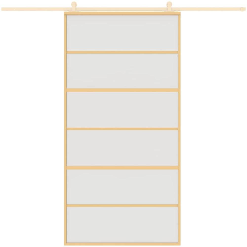 Porta Scorrevole Oro 102,5x205 Vetro Smerigliato Esg Alluminio - Foto 3