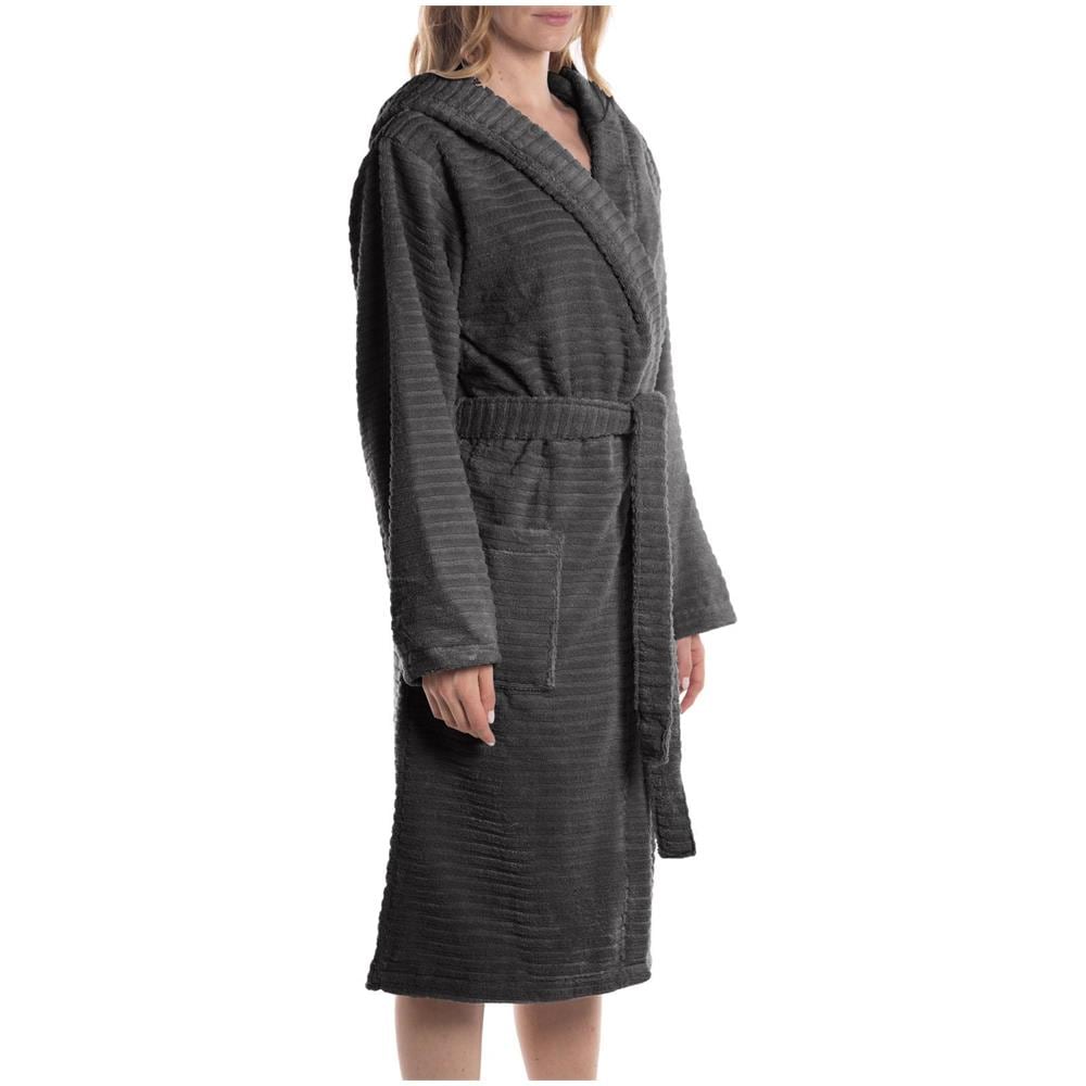Accappatoio Con Cappuccio Spugnissima Stripe In Cotone Colore Grigio Misura Ml - Foto 1